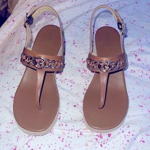 MK Michael  Kors Leather Wedge Sandal